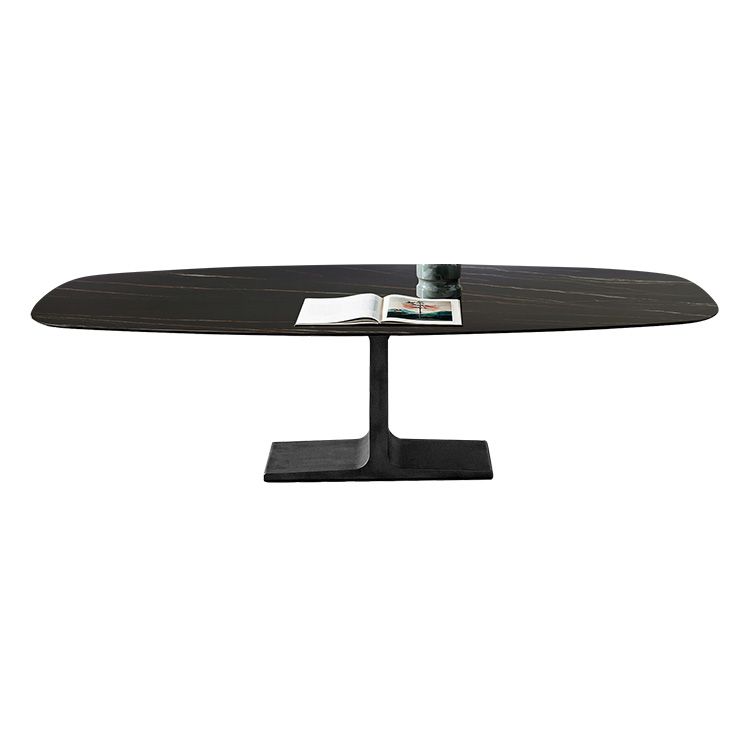 Industrial Sintered Stone Black Table Rectangle Standard Dining Table for Kitchen Clearhalo ' dining_table' 'Dining Tables & Seating' 'Dining Tables' 'furn' 'furn_dining_table' 'Furniture' 'furniture_dining_table' 'Kitchen & Dining Furniture' 'kitchen&dining_furn' 'kitchen' 'kitchen_dining_table' 1200x1200_da6b6e3d-8d30-4b7e-9fcf-027e09c06573