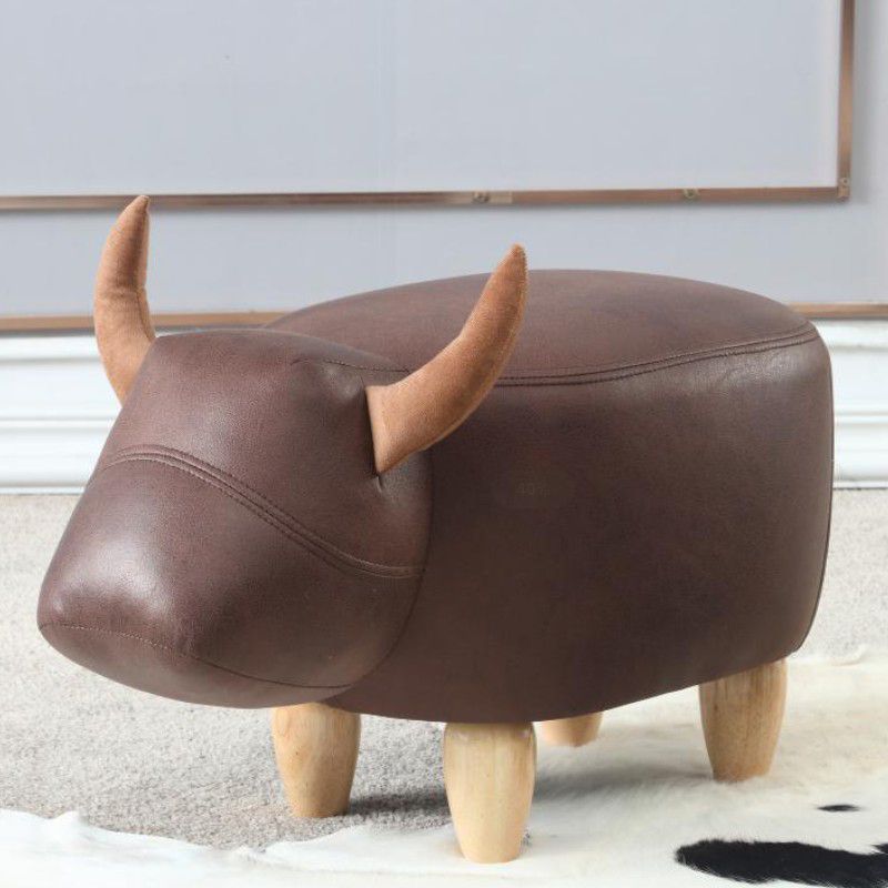 Contemporary Standard Ottoman with Upholstered Faux Leather Top Pouf Clearhalo 'furn' 'furn_ottomans_poufs' 'Furniture' 'Living Room Furniture' 'Ottomans & Poufs' 'ottomans_poufs' 1200x1200_da6bf970-e3a7-4d11-9f13-ff84fa4e3655