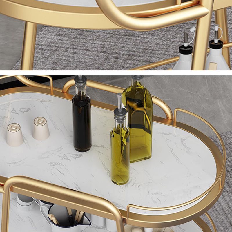 Zeitgenössischer ovaler Metall -Vorbereitungs Tabelle 32.28 "H Rolling Prep Tisch