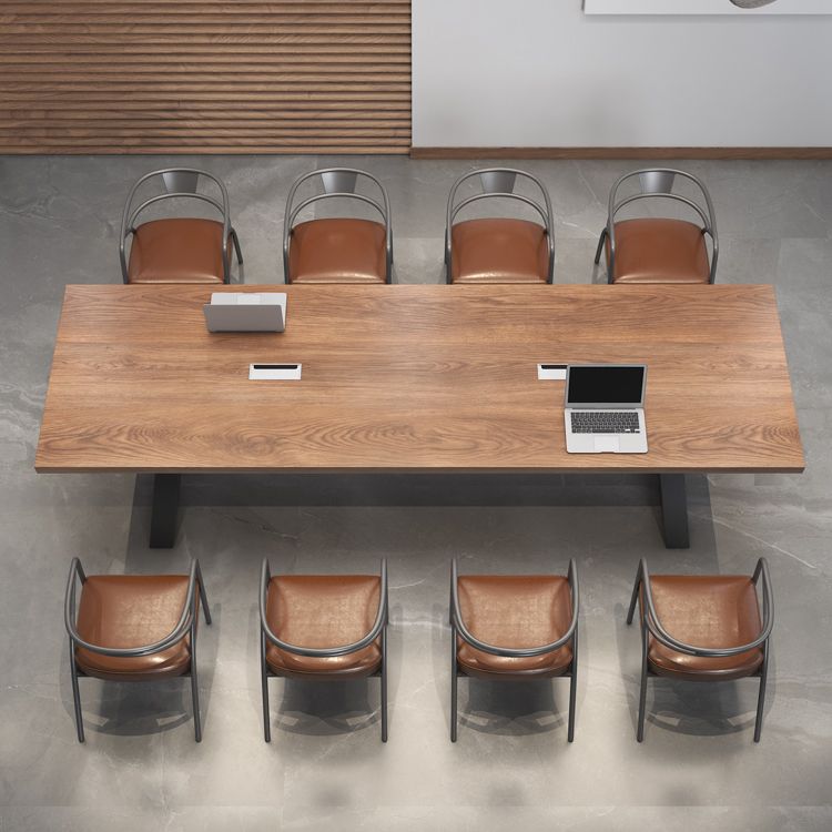 Solid Wood Writing Desk Industrial 29.53 "Tall Office Desk met ijzeren benen