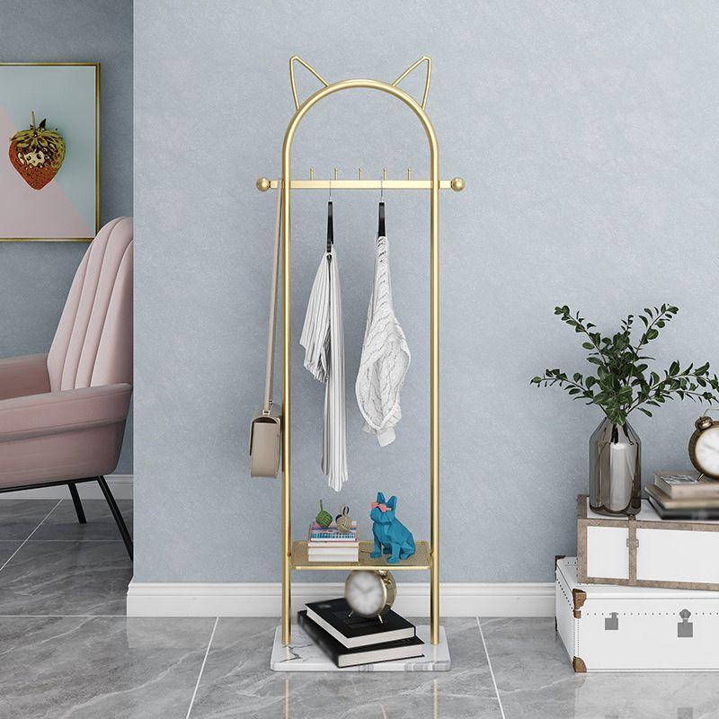 Metal Hall Stand, Hall Tree with Storage Shelf & Hanging Rail, Gold and Black Clearhalo 'Entry & Mudroom Furniture' 'furn' 'furn_hall_tree_coat_racks' 'Furniture' 'Hall Trees & Coat Racks' 'hall_tree_coat_racks' 1200x1200_da6c7e93-fd86-4d14-a903-3efd38a6e229