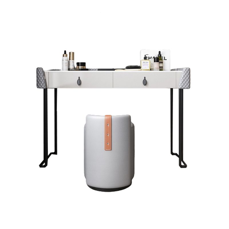 Gray Vanity Desk with 2 Storage Drawers 17.32" Wide Wood Vanity Set, Modern Style Clearhalo 'Bedroom Furniture' 'furn' 'furn_makeup_vanities' 'Furniture' 'Makeup Vanities' 'makeup_vanities' 1200x1200_da6edba6-ee9d-4bda-94fb-3e8db6a838b8