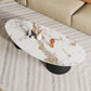 Glam Sled Coffee Table Oval Coffee or End Table in Beige and Black Clearhalo 'Coffee & Accent Tables' 'Coffee Tables' 'coffee_tables' 'furn' 'furn_coffee_tables' 'Furniture' 'Living Room Furniture' 1200x1200_da6f389a-1ff4-40a4-b0f8-c097f1cbbdd5