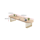 Solid Wood Oval Writing Desk 29.53" Tall Natural Office Desk