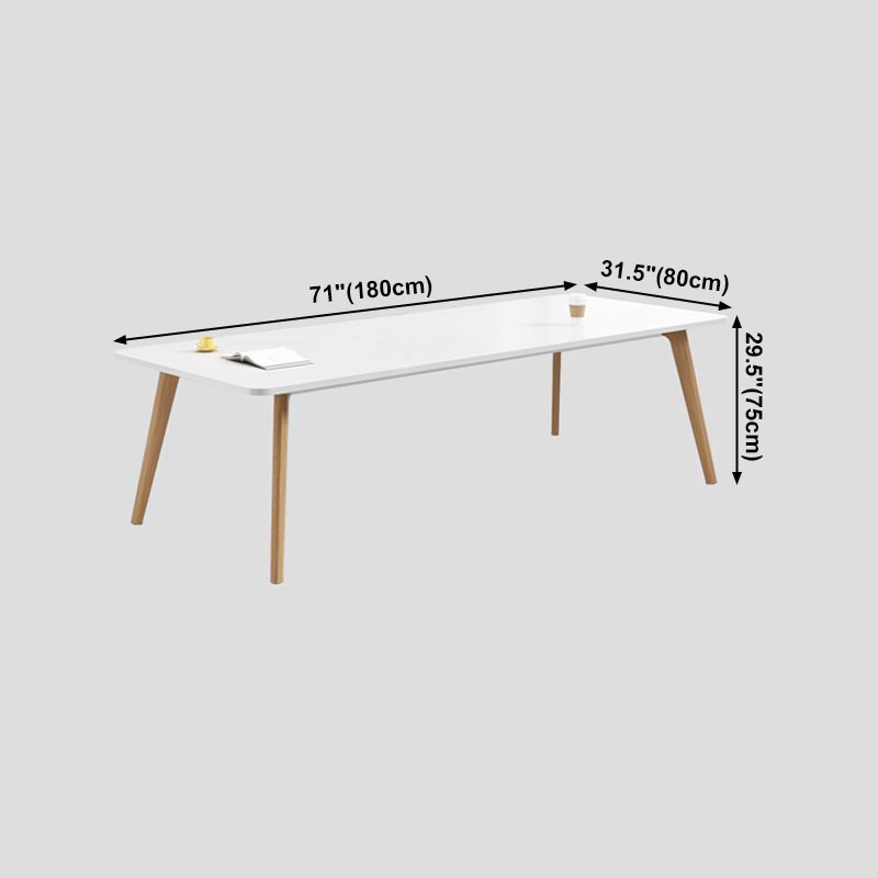 Manufactured Wood Contemporary Rectangle Table White Wood Top Table with 4 Legs Clearhalo ' dining_table' 'Dining Tables & Seating' 'Dining Tables' 'furn' 'furn_dining_table' 'Furniture' 'furniture_dining_table' 'Kitchen & Dining Furniture' 'kitchen&dining_furn' 'kitchen' 'kitchen_dining_table' 1200x1200_da70636b-858c-4d38-990f-05724ec6b250