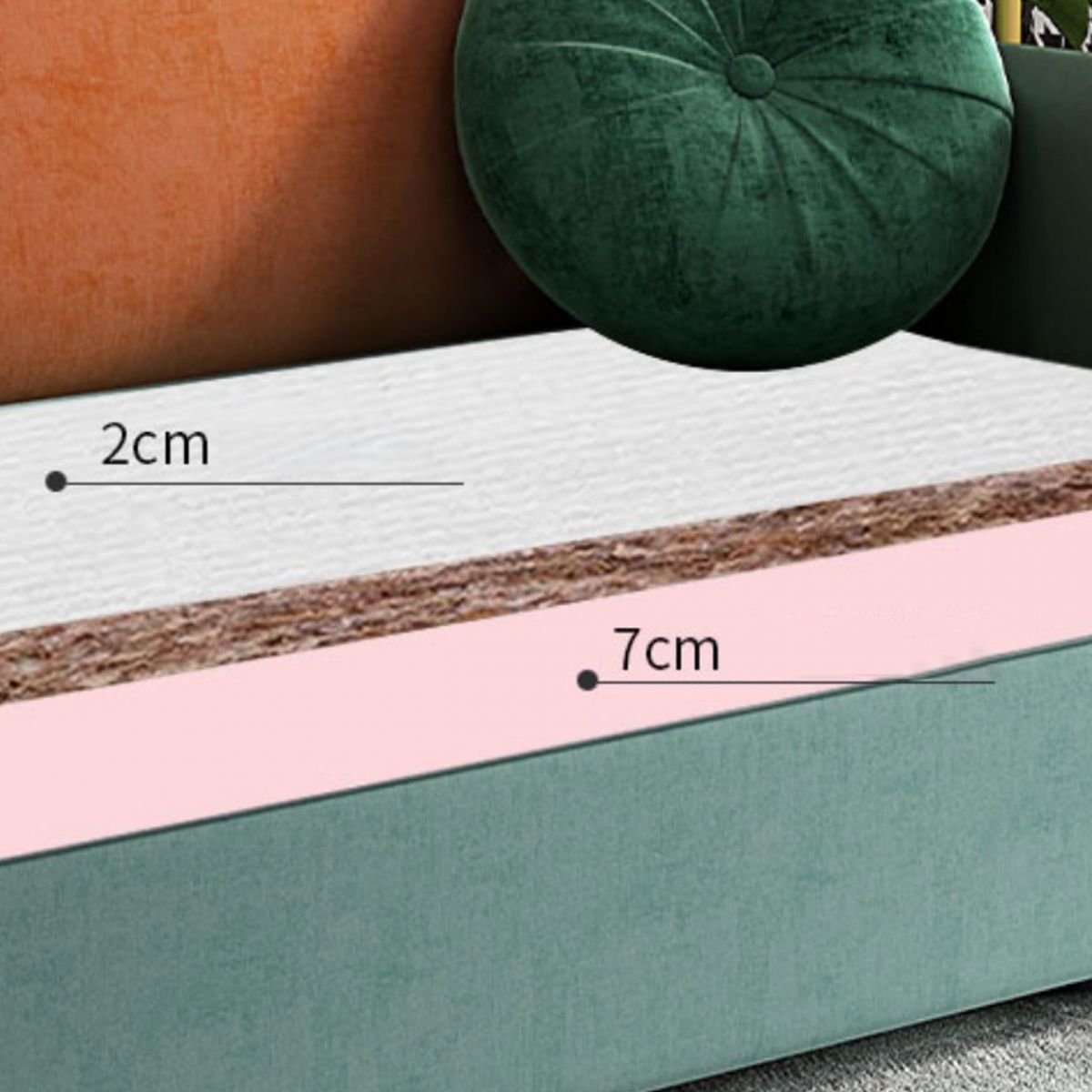 Square Arms Futon Foldable Pillow Included Green Sleeper Sofa with Storage