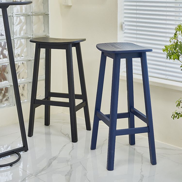 Industrial Style Bar-height Ash Solid Wood Backless Bar Stool