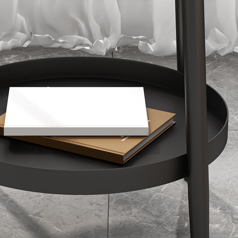 19.68" Tall Side Accent Table Stone Top 4 Legs End Table with Shelf