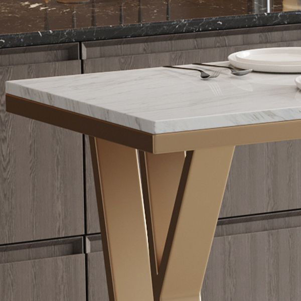 Glam rechthoekige stenen balktafel Zet 1/5 stukken tegen tafel met hoge ontlasting