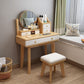 Scandinavian Solid Wood Table Makeup Vanity with Mirror and Drawers