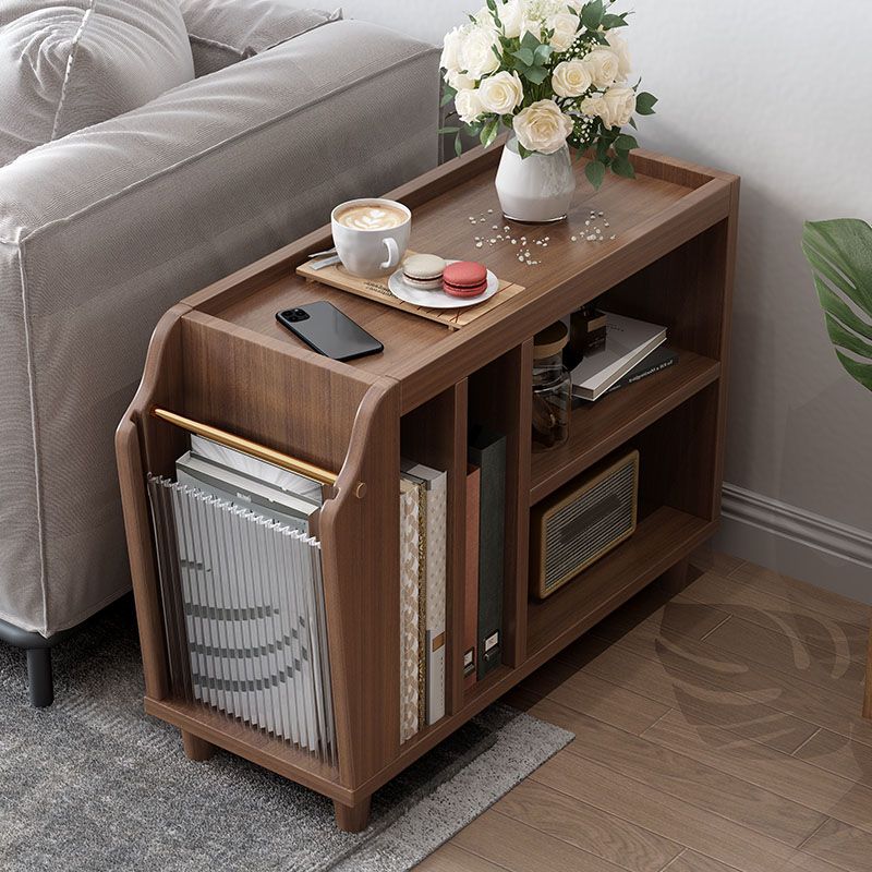 Tavolo da parte superiore del vassoio da 20,5 "Tavolo laterale superiore a 4 gambe in legno Tavolino