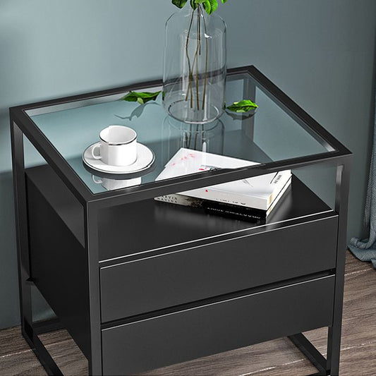 21 '' hoher moderner Akzenttisch Nachttischglas Top 2-Draste Iron Plattschrank