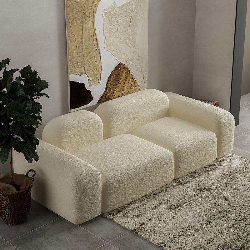 Zeitgenössischer Stil Stationärer Sofa Wolle gerolltes Armsofa in Weiß