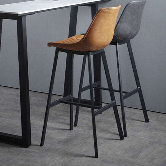 リビングルームレザーカウンターチェアバケットインダストリアルフットレストカウンターバースツール