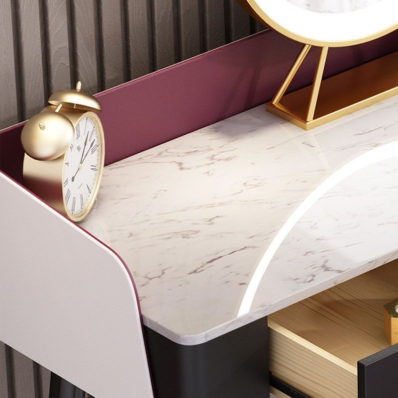 Scrivania per vanity per trucco con top in pietra contemporanea con cassetto in legno