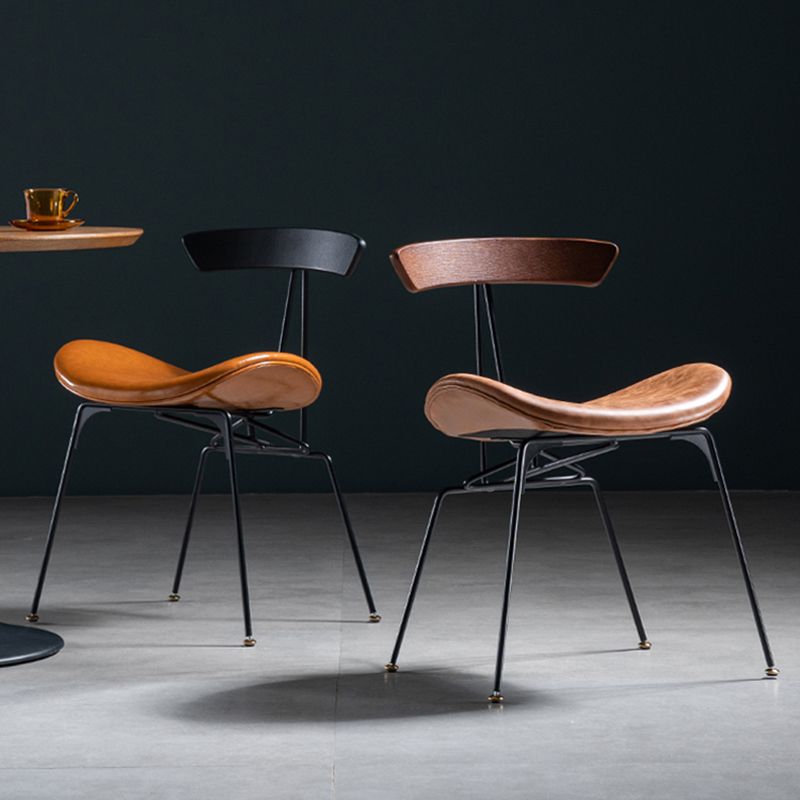 Industrial Style Leather Dining Armless Chairs Open Back Dining Side Chair Clearhalo ' kitchen&dining_furn' 'Dining Chairs' 'Dining Tables & Seating' 'dining_chair' 'furn' 'furn_dining_chair' 'Furniture' 'furniture_dining_chair' 'Kitchen & Dining Furniture' 'kitchen' 1200x1200_da78b7e4-ac9d-4083-a7e7-b5b8f5015964