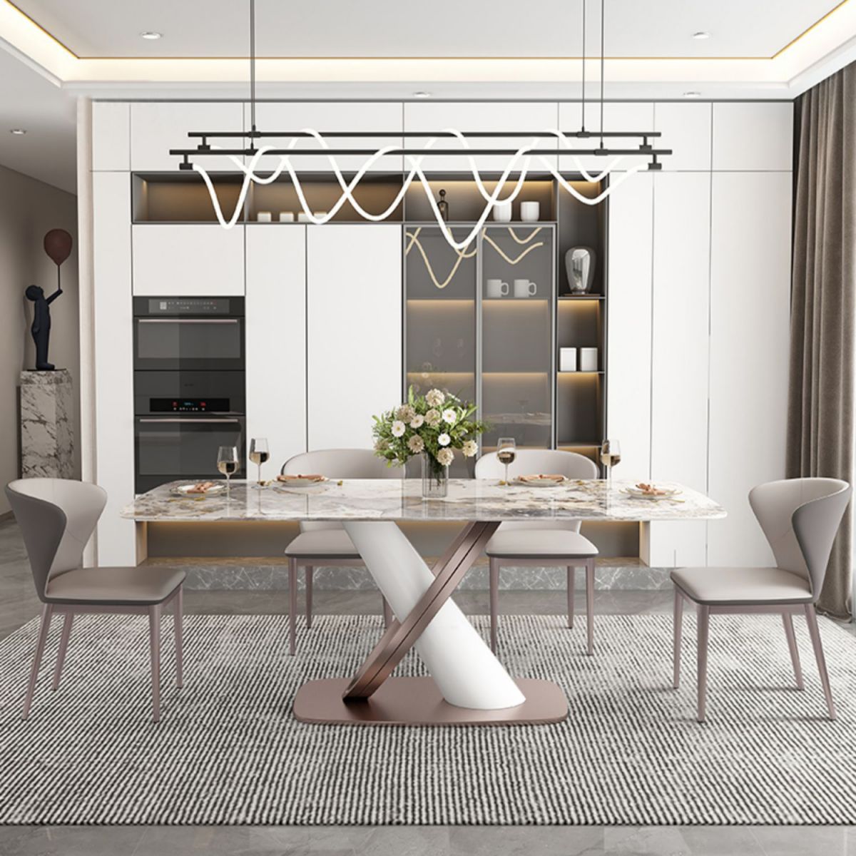 Luxury Sintered Stone Top Dining Set Rectangle 1/2/5/7 Pieces Dining Table with Chairs Clearhalo 'Dining Room Sets' 'Dining Tables & Seating' 'dining_room_set' 'furn' 'furn_dining_room_set' 'Furniture' 'furniture_dining_room_set' 'Kitchen & Dining Furniture' 1200x1200_da79b16a-fefc-4d9c-820b-2dcfa237959e