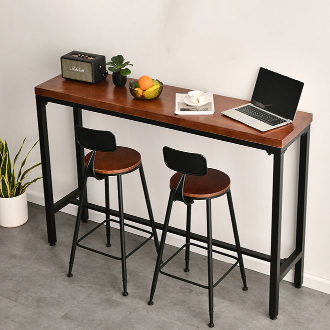 Solid Wood Top Bar Counter Industrial Rectangle Bar Counter with Trestle Base Clearhalo 'Bar Furniture' 'Bar Tables' 'bar_tables' 'furn' 'furn_bar_tables' 'Furniture' 'furniture_bar_tables' 'Kitchen & Dining Furniture' 1200x1200_da7bbc8e-031c-4079-99ab-6cf0091b60bc