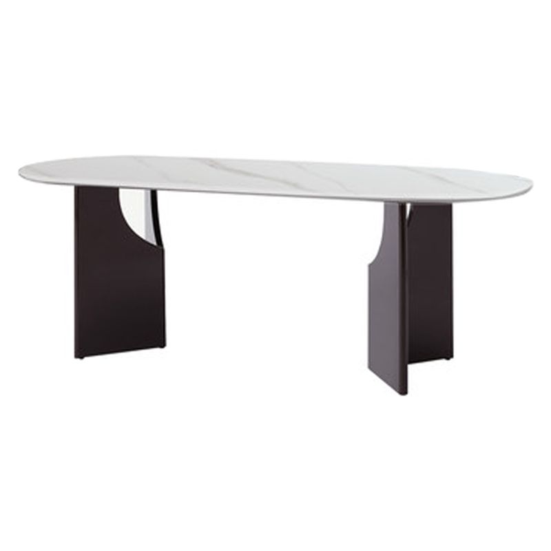 Modern Indoor Wood Table for Restaurant Oval Dining Table with Double Pedestal Base Clearhalo ' dining_table' 'Dining Tables & Seating' 'Dining Tables' 'furn' 'furn_dining_table' 'Furniture' 'furniture_dining_table' 'Kitchen & Dining Furniture' 'kitchen&dining_furn' 'kitchen' 'kitchen_dining_table' 1200x1200_da7c1d8c-8bc6-4a4e-ba4e-2c5bdcdf8388