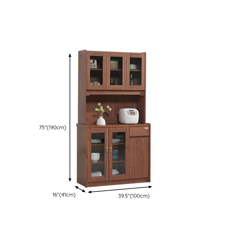 Contemporary Dining Hutch Wood Glass Doors Storage Cabinet for Dining Room Clearhalo 'Display & China Cabinets' 'display_china_cabinets' 'furn' 'furn_display_china_cabinets' 'Furniture' 'Kitchen & Dining Furniture' 1200x1200_da7c1eb7-4b42-46e1-869f-895bad80e7ac