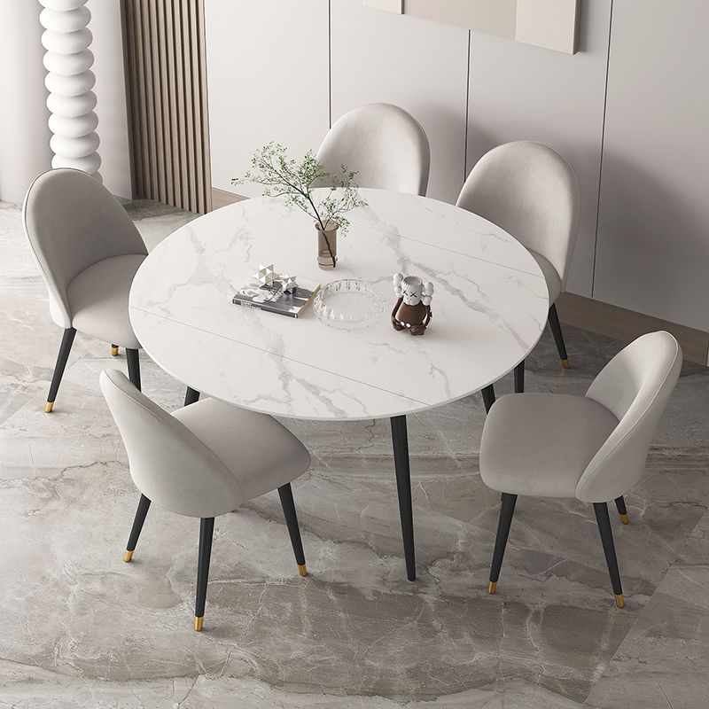 Standard Sintered Stone Top Dining Room Set with 4 Black Metallic Legs for Dining Furniture Clearhalo 'Dining Room Sets' 'Dining Tables & Seating' 'dining_room_set' 'furn' 'furn_dining_room_set' 'Furniture' 'furniture_dining_room_set' 'Kitchen & Dining Furniture' 'kitchen&dining_furn' 'kitchen' 1200x1200_da7e369b-31c7-4ac4-9112-6b54e81cf60d