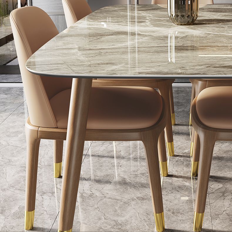 Solid Wood Contemporary Rectangular Table Sintered Stone Top Table with Wood Legs Clearhalo ' dining_table' 'Dining Tables & Seating' 'Dining Tables' 'furn' 'furn_dining_table' 'Furniture' 'furniture_dining_table' 'Kitchen & Dining Furniture' 'kitchen&dining_furn' 'kitchen' 'kitchen_dining_table' 1200x1200_da7e9bb7-902d-4c9f-b47c-daa6bf736f14