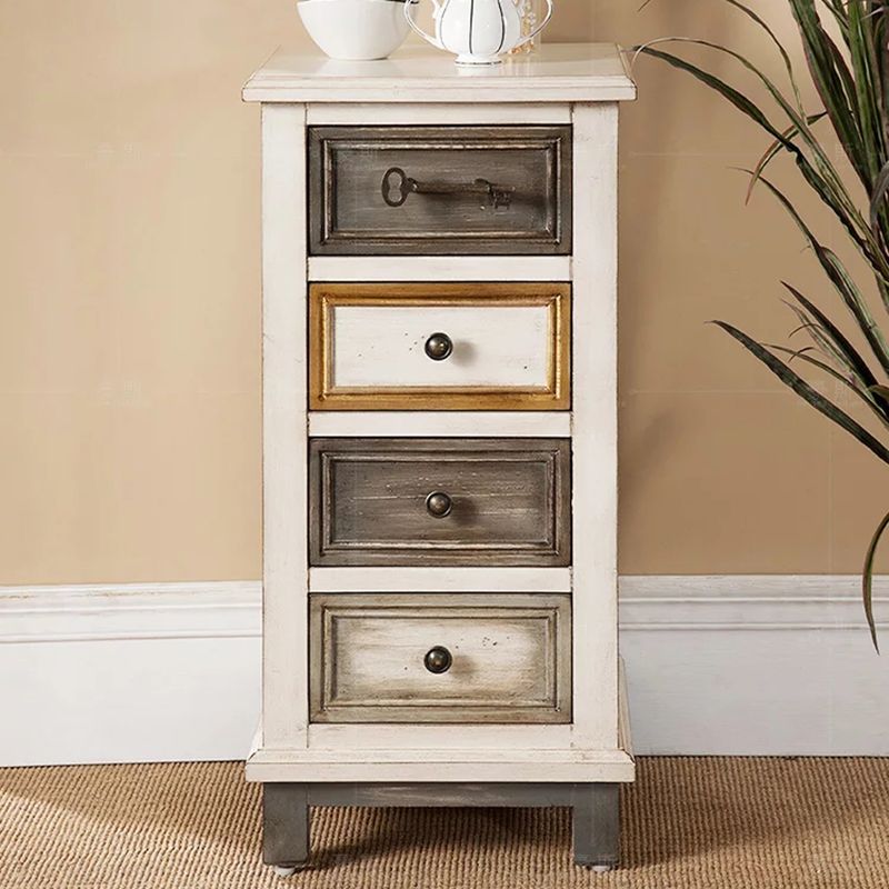 33" Tall 4 - Drawer Accent Chest, Wooden Rectangle Side Cabinet