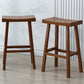 Solid Wood Backless Counter Stool Modern Armless Bar Stool with Wooden Footrest
