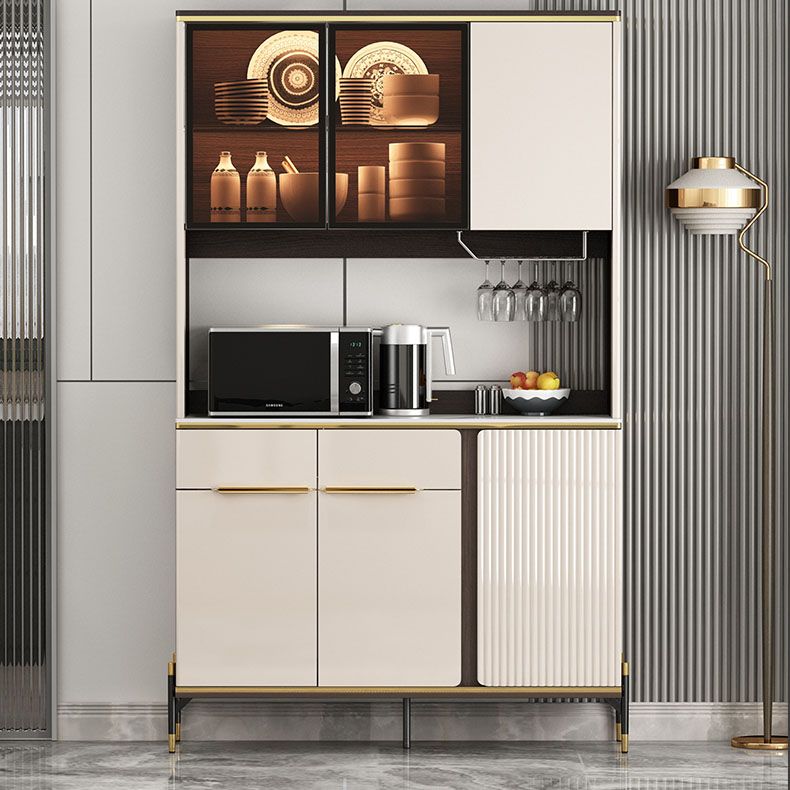 Glam -dressoir kaststeen en gemanipuleerd houten eetbuffet