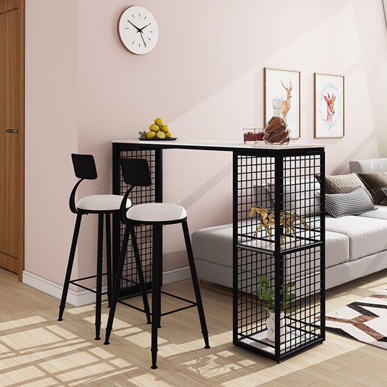 Marble Bar Stool Table with Rectangle Table Top Double Pedestal Table, Only Table Clearhalo 'Bar Furniture' 'Bar Tables' 'bar_tables' 'furn' 'furn_bar_tables' 'Furniture' 'furniture_bar_tables' 'Kitchen & Dining Furniture' 1200x1200_da80b869-93db-4110-8c41-2b4564a4f895