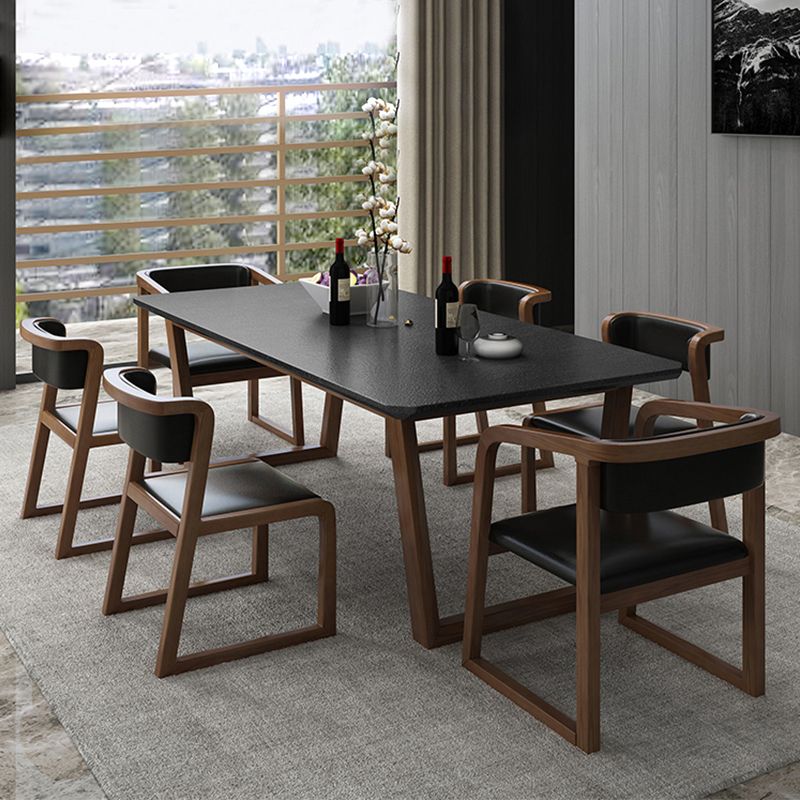 Industrial Stone Kitchen Dinner Table Rectangle Sled Base Dining Table Clearhalo 'Dining Tables & Seating' 'Dining Tables' 'dining_table' 'furn' 'furn_dining_table' 'Furniture' 'Kitchen & Dining Furniture' 1200x1200_da80cd95-6691-4671-8e33-52a65c3053ad