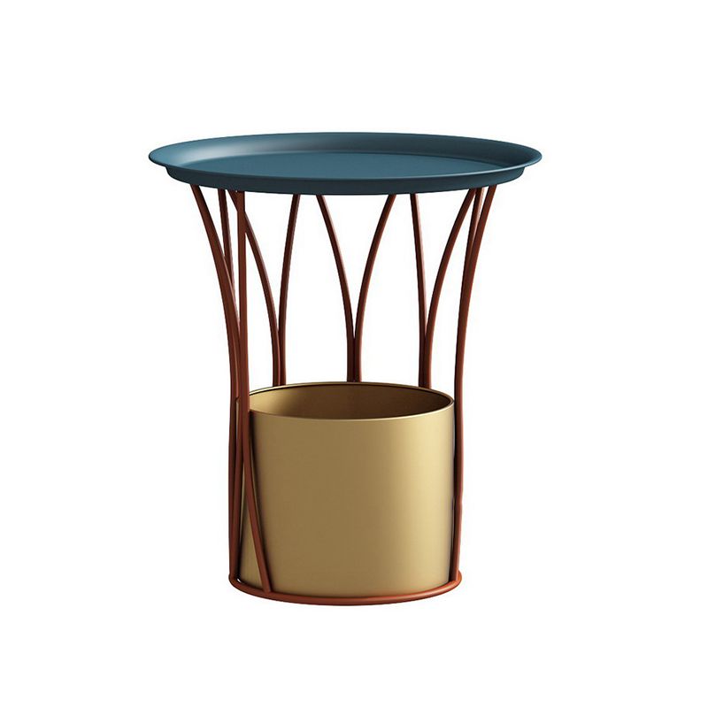 Iron Pedestal Side Table Round Tray Top Side End Table with Storage Clearhalo 'Coffee & Accent Tables' 'End & Side Tables' 'end_side_table' 'end_side_tables' 'furn' 'furn_end_side_tables' 'Furniture' 'furniture_end_side_table' 'Living Room Furniture' 1200x1200_da81491b-6cc7-46b1-91a6-2d0003dad652