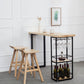 Mesa de comedor rectangular natural, mesa de altura de barra de madera maciza con pedestal y estantes