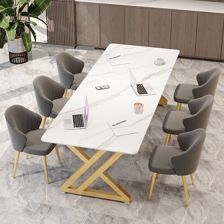 Industrielle rechteckige Schreibtisch Stein Stone Office Desk mit Schlittenbasis