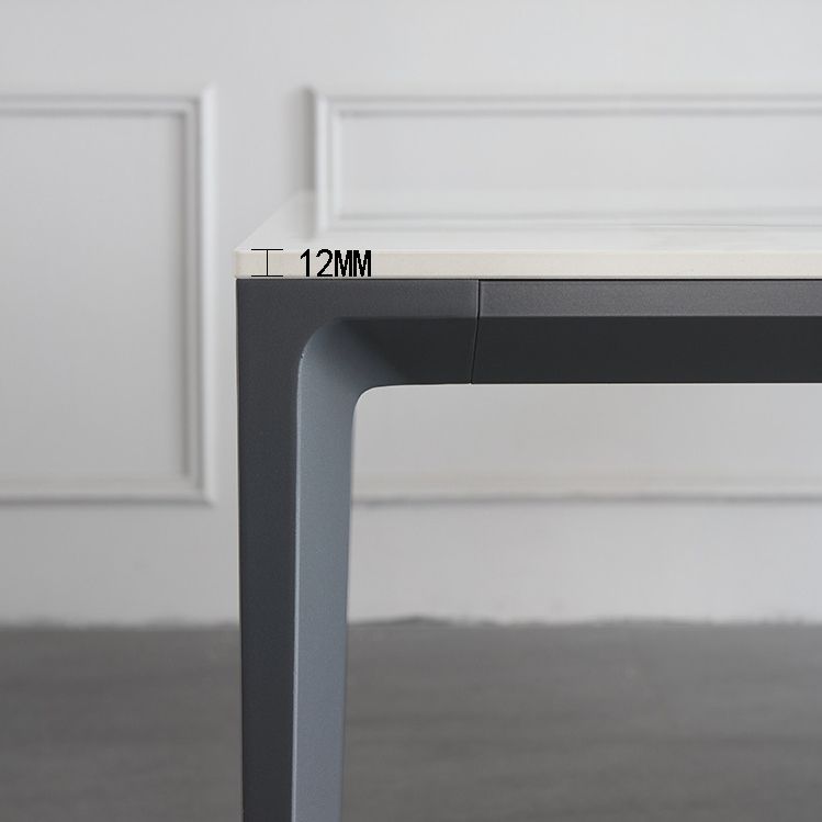 Sintered Stone Top Dining Table Rectangle Table in White with Metal Base and 4 Legs Clearhalo ' dining_table' 'Dining Tables & Seating' 'Dining Tables' 'furn' 'furn_dining_table' 'Furniture' 'furniture_dining_table' 'Kitchen & Dining Furniture' 'kitchen&dining_furn' 'kitchen' 'kitchen_dining_table' 1200x1200_da88df2d-5953-4319-8be4-4b97af3158fa