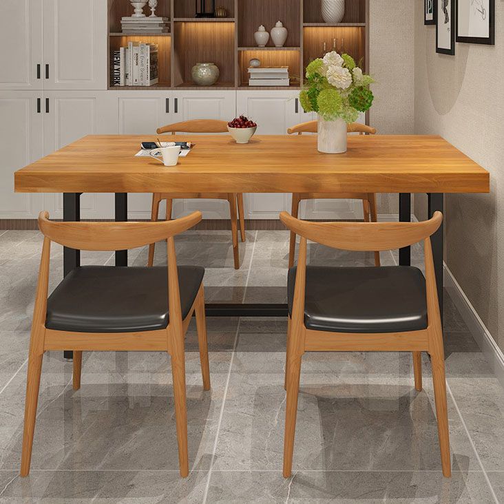 Tavolo da pranzo standard di legno massiccio di rettangolo industriale con base di cavalletto