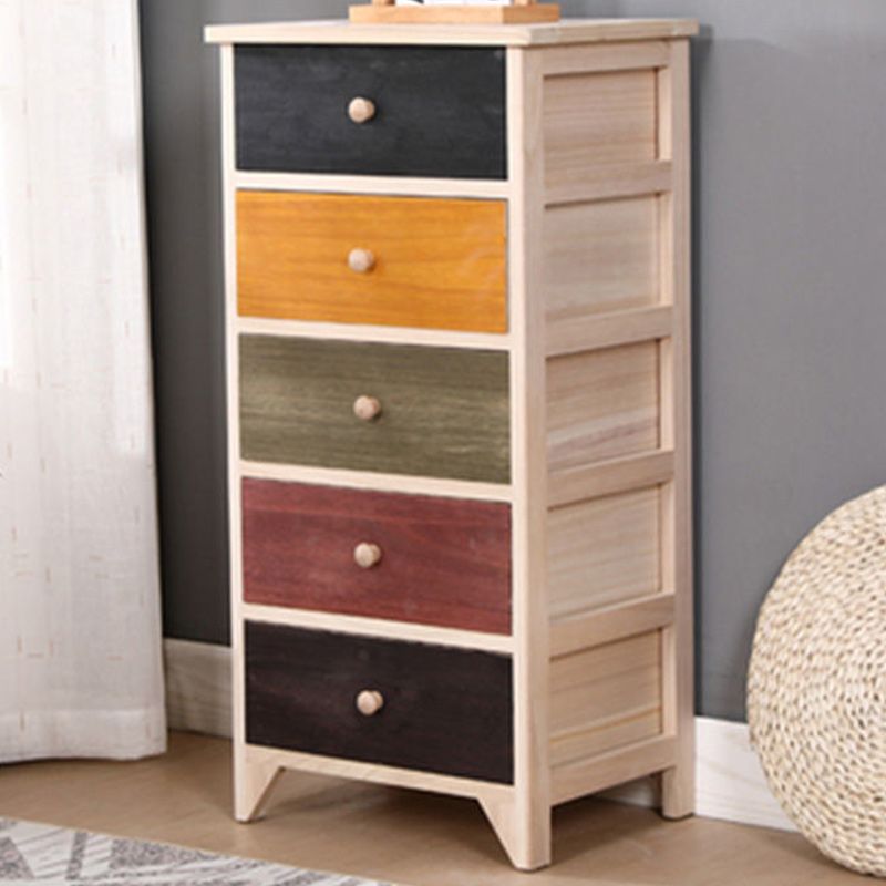 Industrial Accent Chest with Drawers and Wooden Legs Rectangle Chest