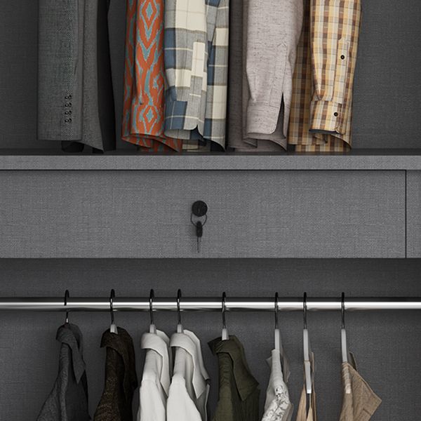 White Colour Wooden Wardrobe Cloth Rod Included Wardrobe Closet with Drawer