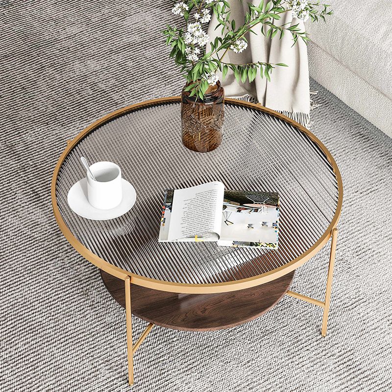 Gold/Black Metal 4 Legs 1 Coffee Table Modern Glass Top Table Clearhalo 'Coffee & Accent Tables' 'Coffee Tables' 'coffee_tables' 'furn' 'furn_coffee_tables' 'Furniture' 'furniture_coffee_tables' 'Living Room Furniture' 1200x1200_da8bae0c-c8c5-4d14-94c7-6f8be3339574