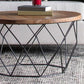 17.7" H Wood Round Top Coffee Table, Metal Frame Base Cocktail Table Clearhalo 'Coffee & Accent Tables' 'Coffee Tables' 'coffee_tables' 'furn' 'furn_coffee_tables' 'Furniture' 'Living Room Furniture' 1200x1200_da8c22c4-0b7b-41bf-9f4c-c95b849707f0