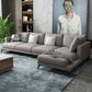 Square 4-Seater Sectional with Pillows Back in Linen Blend L-shape Sectional Clearhalo 'furn' 'furn_sectionals' 'Furniture' 'Living Room Furniture' 'Sectionals' 1200x1200_da8c58e5-6894-4dee-b463-2b6170b8823f
