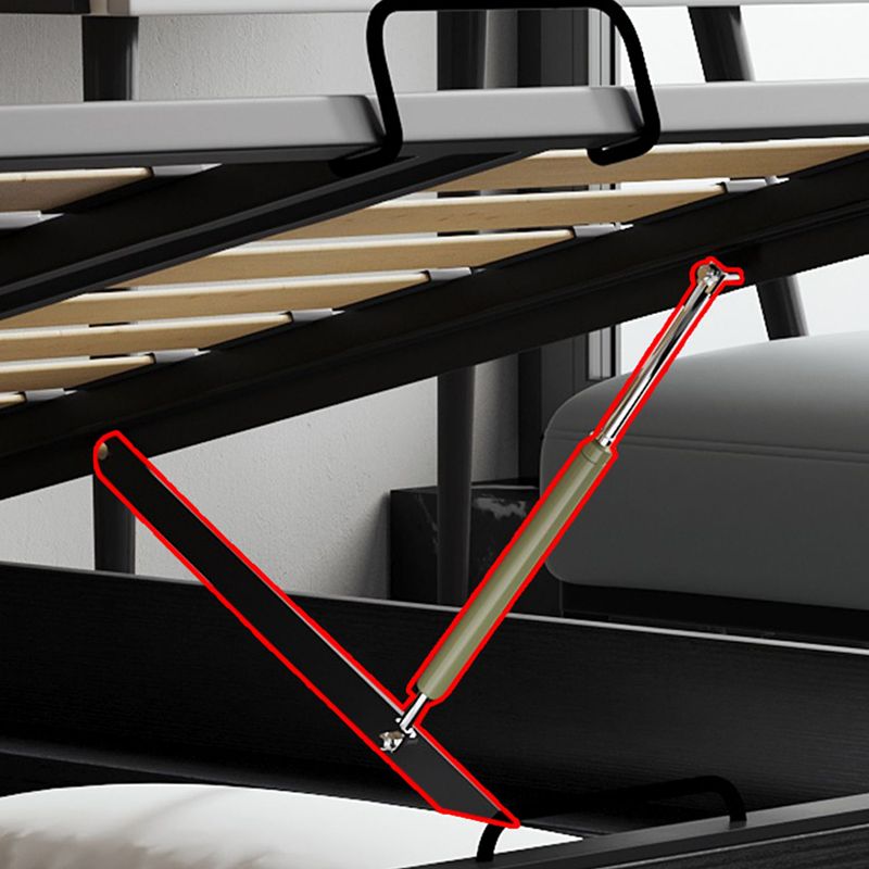 Gestoffeerd hoofdeinde standaard bed in het midden van de eeuw modern paneelbed donkergrijs