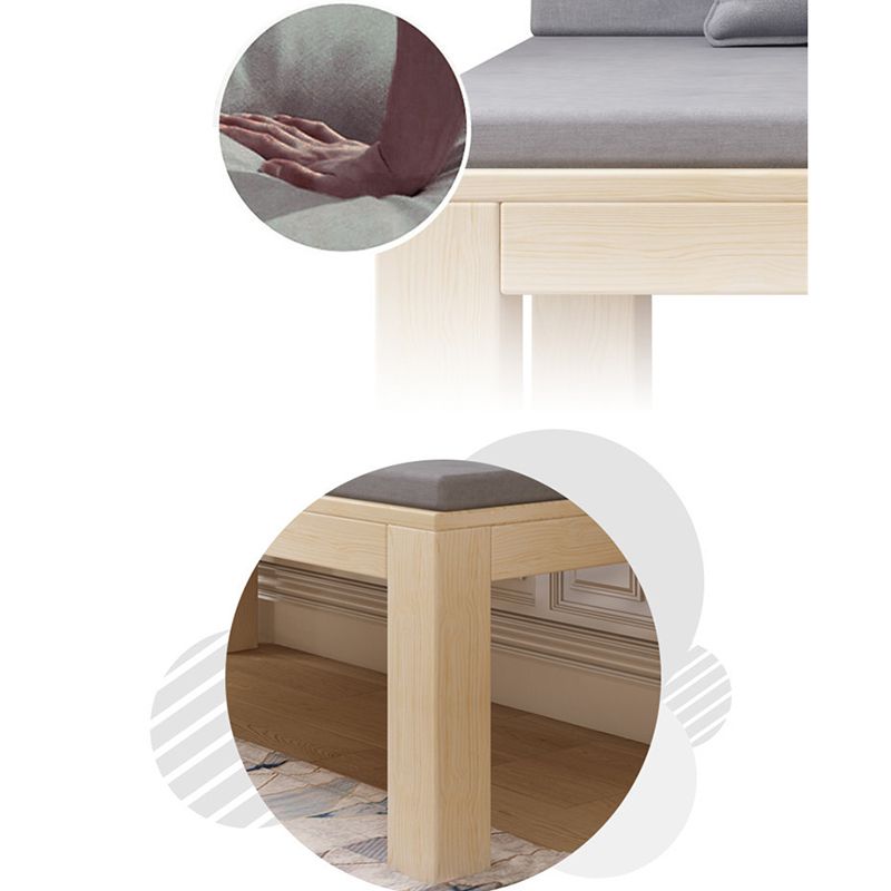 Modern 2/3-seater Settee Fabric Armless Settee with Wood Accents