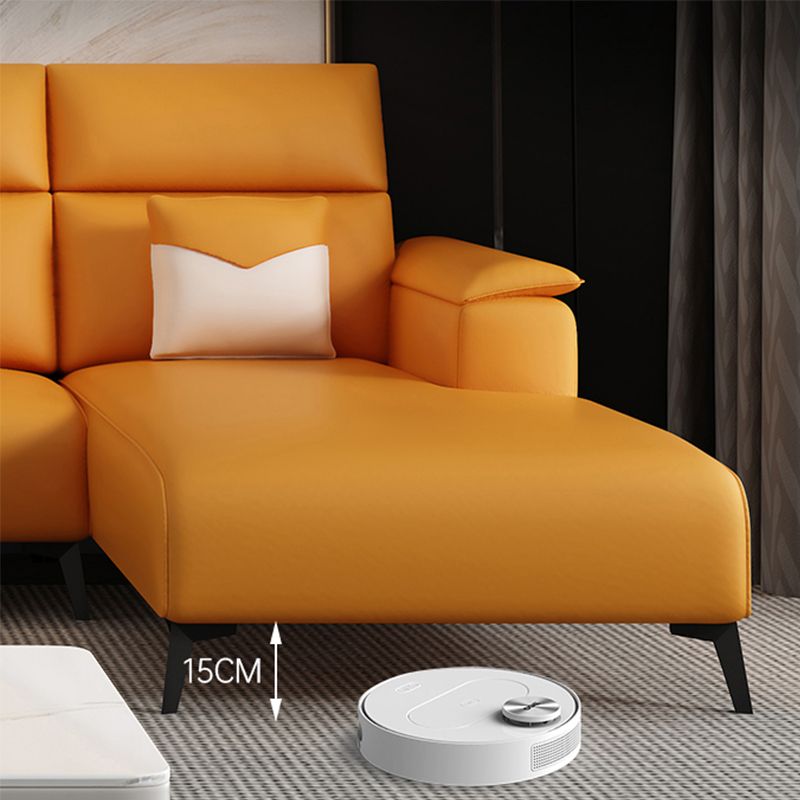 Contemporary Sofa Chaise Faux Leather Living Room Square Arm Seating Clearhalo 'furn' 'furn_sectionals' 'Furniture' 'Living Room Furniture' 'Sectionals' 1200x1200_da90f44b-0855-4d22-8f5b-748564b1cf54