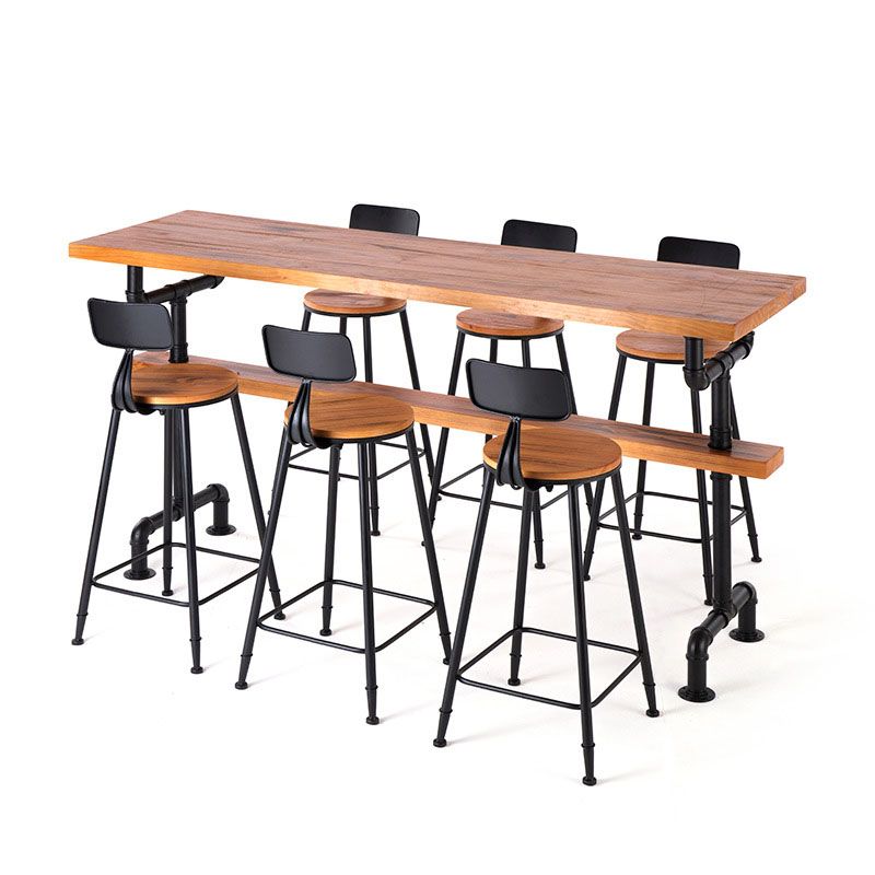Set tavolo da bar stile industriale 1/2/7 pezzi Tavolo da bar rettangolare con sgabelli alti in legno