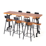 産業スタイル1/2/7ピースバーテーブルセット長方形のバーテーブルが高い木製のスツールと