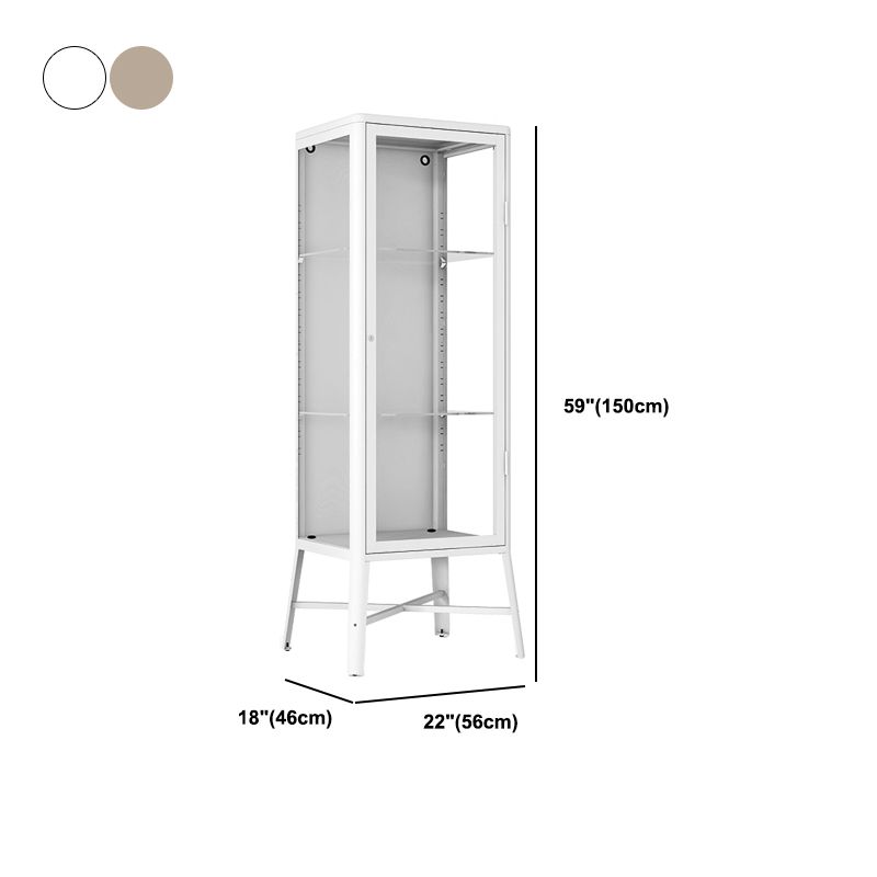 メタルモダンキュリオキャビネットガラスドアリビングルーム用の調整可能なディスプレイキャビネット