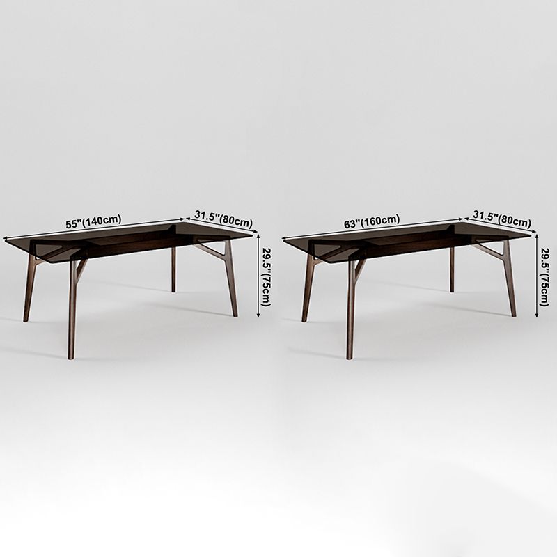 Contemporary Rectangle Dining Table Clear Tempered Glass Table with 4 Legs Clearhalo ' dining_table' 'Dining Tables & Seating' 'Dining Tables' 'furn' 'furn_dining_table' 'Furniture' 'furniture_dining_table' 'Kitchen & Dining Furniture' 'kitchen&dining_furn' 'kitchen' 'kitchen_dining_table' 1200x1200_da943eb3-8b16-4e91-b5dd-2ccd66d25661