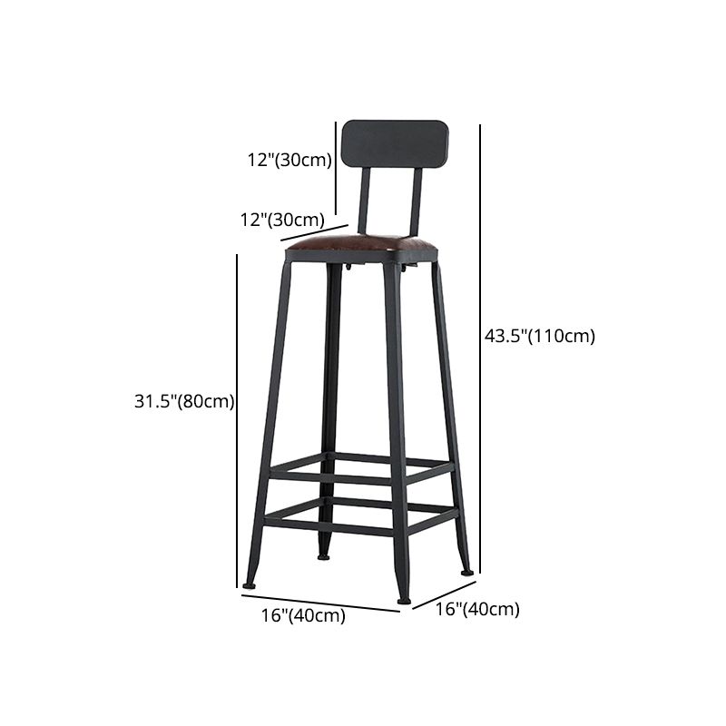 Industrial Style Square Leather Seat with Metal Legs Counter Stool for Kitchen Bar Clearhalo 'Bar Furniture' 'Bar Stools' 'bar_stools' 'furn' 'furn_bar_stools' 'furniture_bar_stools' 'Kitchen & Dining Furniture' 'kitchen&dining_furn' 'kitchen' 'kitchen_furn' Furniture' 1200x1200_da94e5fe-5556-4b86-a03f-bd1b1d27df23