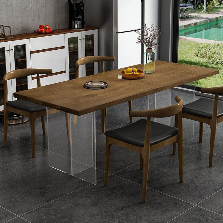 Modern Rectangle Dinette Set 1/4/5 Pieces Brown Pine Wood Dining Table Set Clearhalo 'Dining Room Sets' 'Dining Tables & Seating' 'dining_room_set' 'furn' 'furn_dining_room_set' 'Furniture' 'furniture_dining_room_set' 'Kitchen & Dining Furniture' 1200x1200_da963bd7-c6d4-4c42-85e7-e2a698dbbabf